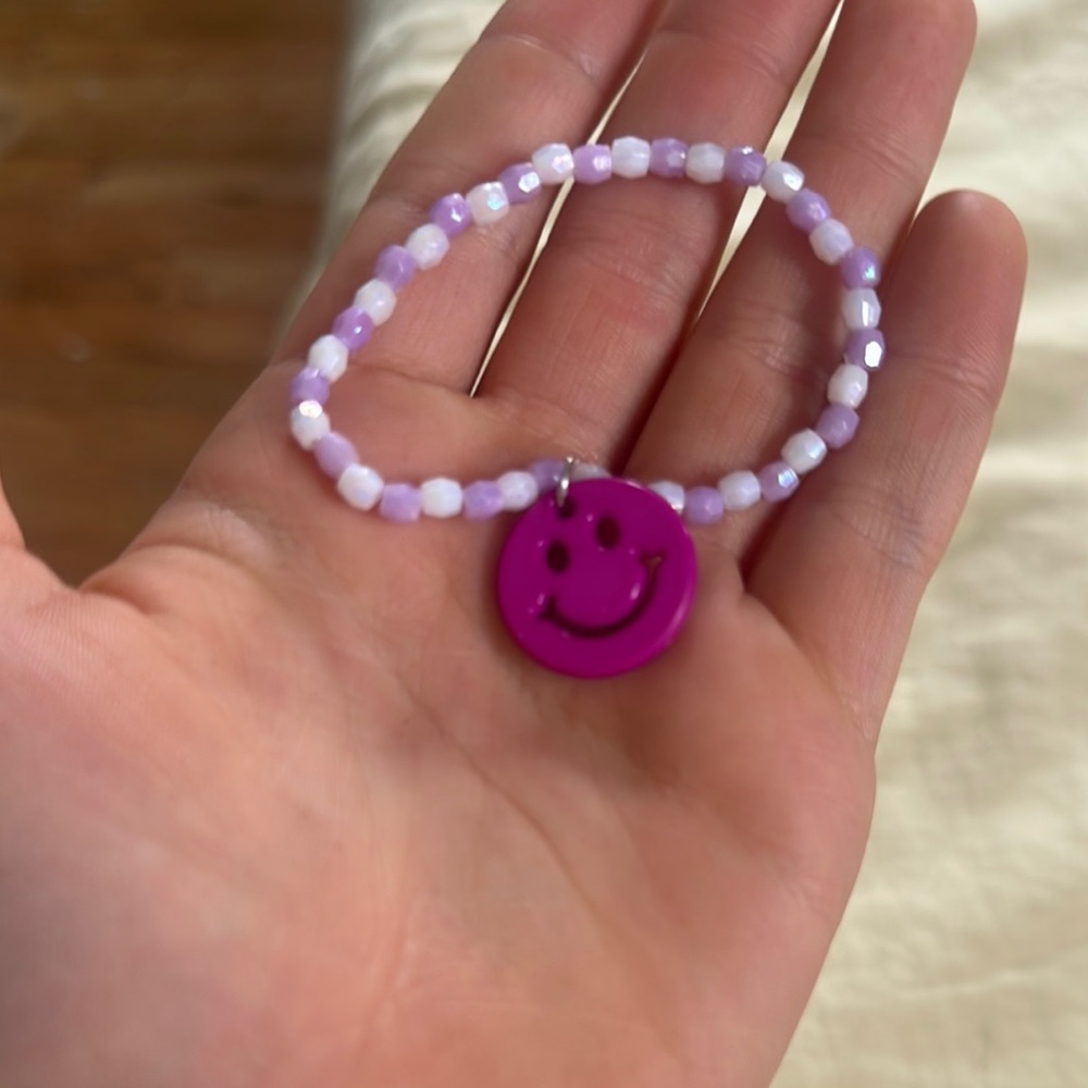 Pink Smiley Beaded Bracelet for Kids